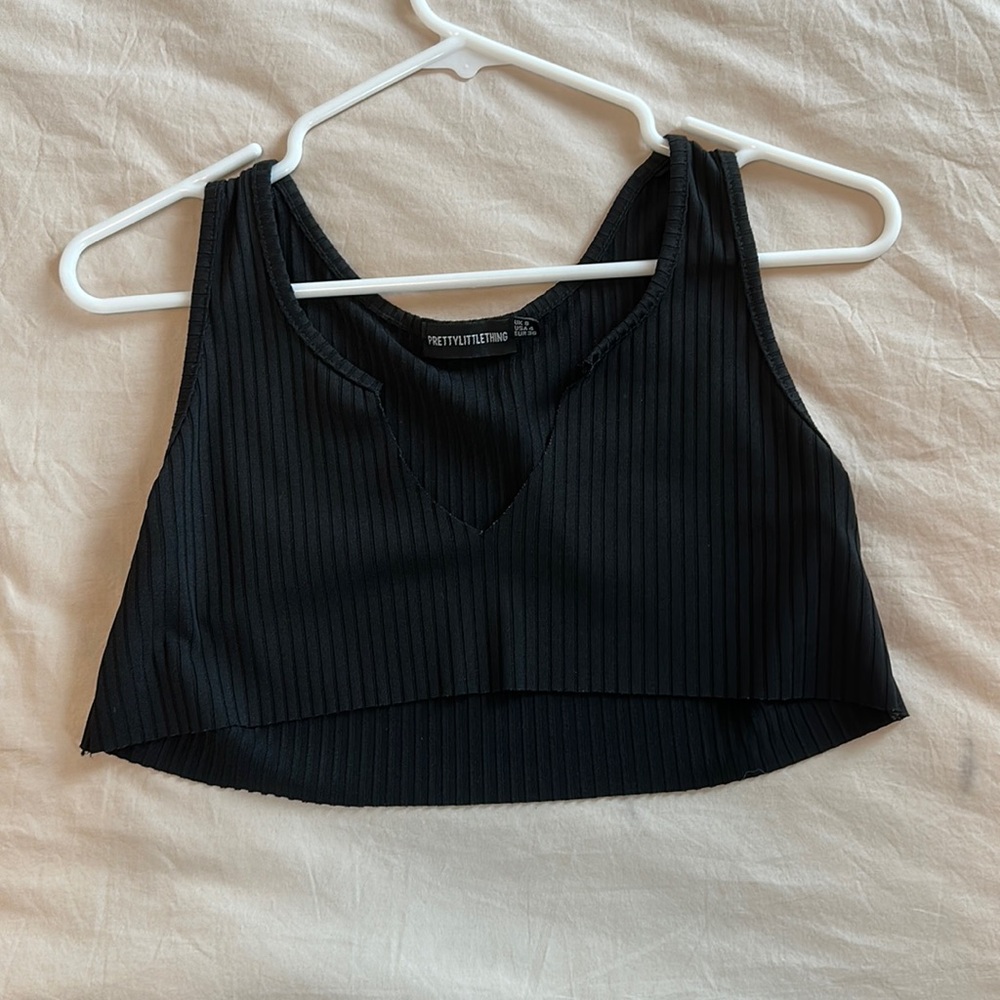 Pretty Little Thing, Black Crop Top, Size 4